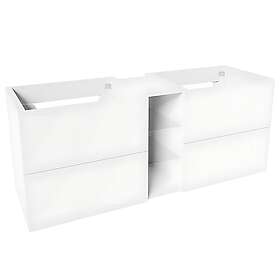 VikingBad MIE Slett Servantskap Åpen Glasshylle Mål: B(140-200)Xh57xd46 cm Hvit 