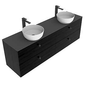 VikingBad MIE Slett Servantskap Mål: B(60-200)Xh57xd46 cm Svart eik 180cm Dobbel