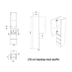 VikingBad MIE Trend H176 3S Høyskap Terracotta