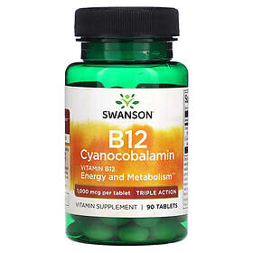 Swanson Vitamin B-12 Cyanokobalamin 1000 mcg Trippelverkande 90 tabletter