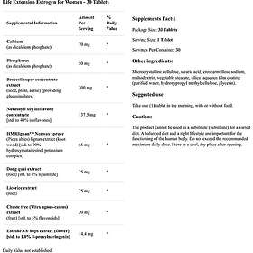 Life Extension Östrogen för kvinnor 30 vegetabiliska tabletter