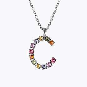 Caroline Svedbom Letter Halsband C Rainbow Combo (Rhodium)