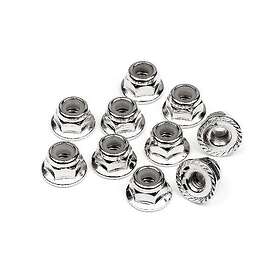 HPI Racing Serrated Flange Lock Nut M4 (Silver/10Pcs)