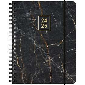 Kalender 24/25 A6 Black Marble 18 mån Almanacksförlaget