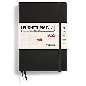 Kalender A5 2025 Weekly Planner/Notebook Dotted Hard Black Leuchtturm1917