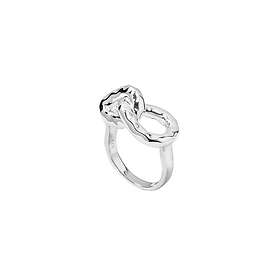 Syster P Bolded Hammered Links Ring Silver 18,5