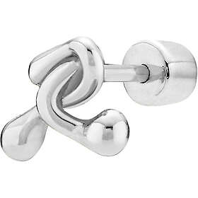 Maria Black Puff Ball Stud Silver (One)