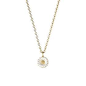 Georg Jensen DAISY Hängsmycke Silver guldpläterad WHITE ENAMEL 11 MM