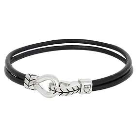Nobel by Billgren Silver/läderarmband svart. 21cm
