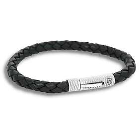 Nobel by Billgren Silver/läderarmband svart. 19,5cm