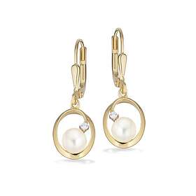 Scrouples 8 karat guld Örhängen Med Zirconia Och Sötvattenspärlor