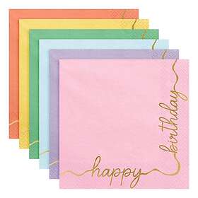 Servetter Happy Birthday Mix 12-pack (33x33 cm)