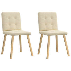 vidaXL Matstolar 2 st gräddvit tyg