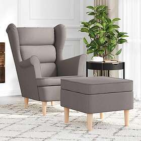 vidaXL Fåtölj med fotpall taupe tyg