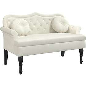 vidaXL Bänk med kuddar gräddvit 120,5x65x75 cm sammet