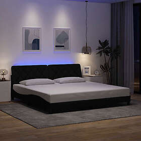 vidaXL Sängram med LED utan madrass svart 200x200 cm tyg