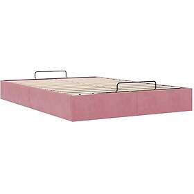 vidaXL Ottoman sängram utan madrass rosa 140x190 cm sammet