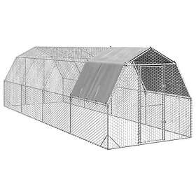 vidaXL Hönsgård med tak 2,5x8x2,25 m galvaniserat stål