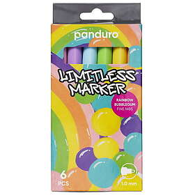 Marker Limitless S Rainbow Bubblegum, set med 6 pennor – Fin spets Ø1 mm