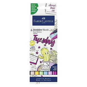 Faber-Castell Sketch Marker Kawaii, 6 tuschpennor med dubbelspets