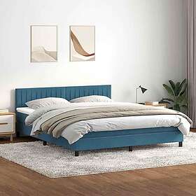 vidaXL Resårsäng med madrass mörkblå 180x220 cm sammet