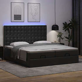 vidaXL Ottomansk säng med madrasser&LEDs svart 160x200cm konstläder