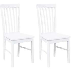 vidaXL Matstolar med dynor 2 st, vit, massivt trä, gummi