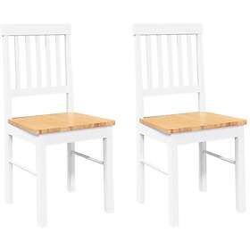 vidaXL Matstolar med dynor 2 st, vit, massivt trä, gummi