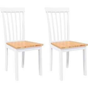 vidaXL Matstolar 2 st vitt massivt trä gummi