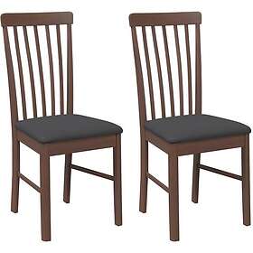 vidaXL Matstolar med dynor 2 st, brunt massivt trä gummi