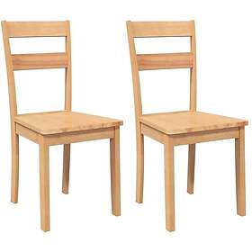 vidaXL Matstolar 2 st, naturligt massivt trä gummi