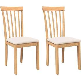 vidaXL Matstolar med kuddar 2 st, naturligt, massivt trä, gummi