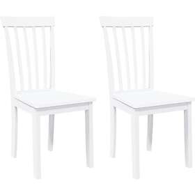 vidaXL Matstolar 2 st vitt massivt trä gummi