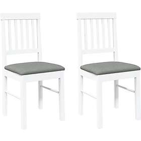 vidaXL Matstolar med dynor 2 st, vit, massivt trä, gummi