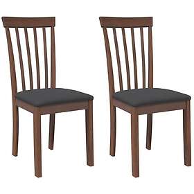 vidaXL Matstolar med dynor 2 st, brunt massivt trä gummi