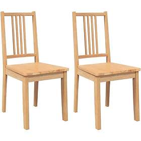 vidaXL Matstolar 2 st, naturligt massivt trä gummi