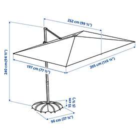 IKEA SVALÖN IGGÖN parasol, frihängande med fot 300x200 cm