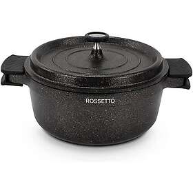 Rossetto Cocotte ronde en fonte d'aluminium tous feux dont induction 24 cm avec couvercle Noir