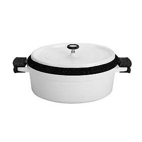 Rossetto Cocotte ovale en fonte d'aluminium induction 31 cm avec couvercle Blanc
