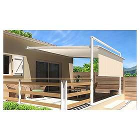 SUNSTYL Pergola blanche motorisée 4x4x1,50m avec lambrequins MELODIE unie beige Taille Unique