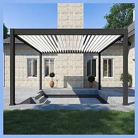 OMBREA Pergola Bioclimatique autoportée Motorisée (4 pieds) 4x4 m Aluminium Anthracite/Blanc VS