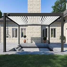 OMBREA Pergola Bioclimatique autoportée 4x4 m Aluminium Anthracite/blanc VS