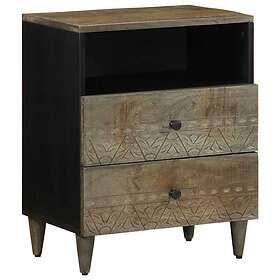 vidaXL Nattbord Lys grå 50x33x60cm Solid Mango Tre