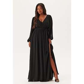 Goddiva Curve Long Sleeve Chiffon Maxi Dress