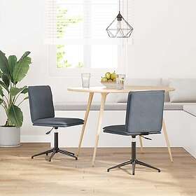 vidaXL Matstolar 2 st mörkgrå sammet