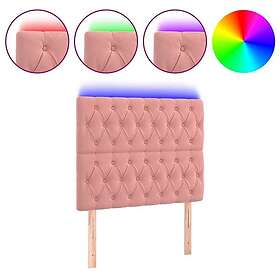 vidaXL Sänggavel LED rosa 90x7x118/128 cm sammet