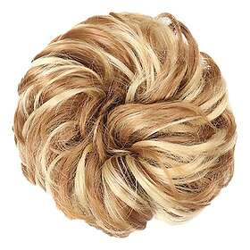 Blond Messy Bun Hårsnodd med lockigt konstgjordt hår 22H28A Honey Mix