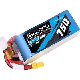 Gens Ace &Tattu 750mAH 11,1V 60C 3S1P Lipo battery with XT30 connector