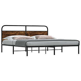 vidaXL Sängram utan madrass metall ek rökfärgad 193x203 cm