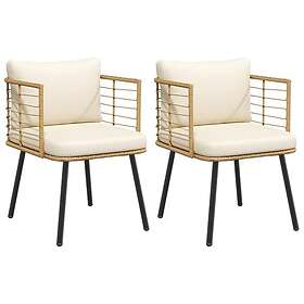 vidaXL Trädgårdsstolar 2 st med dynor naturlig konstrotting